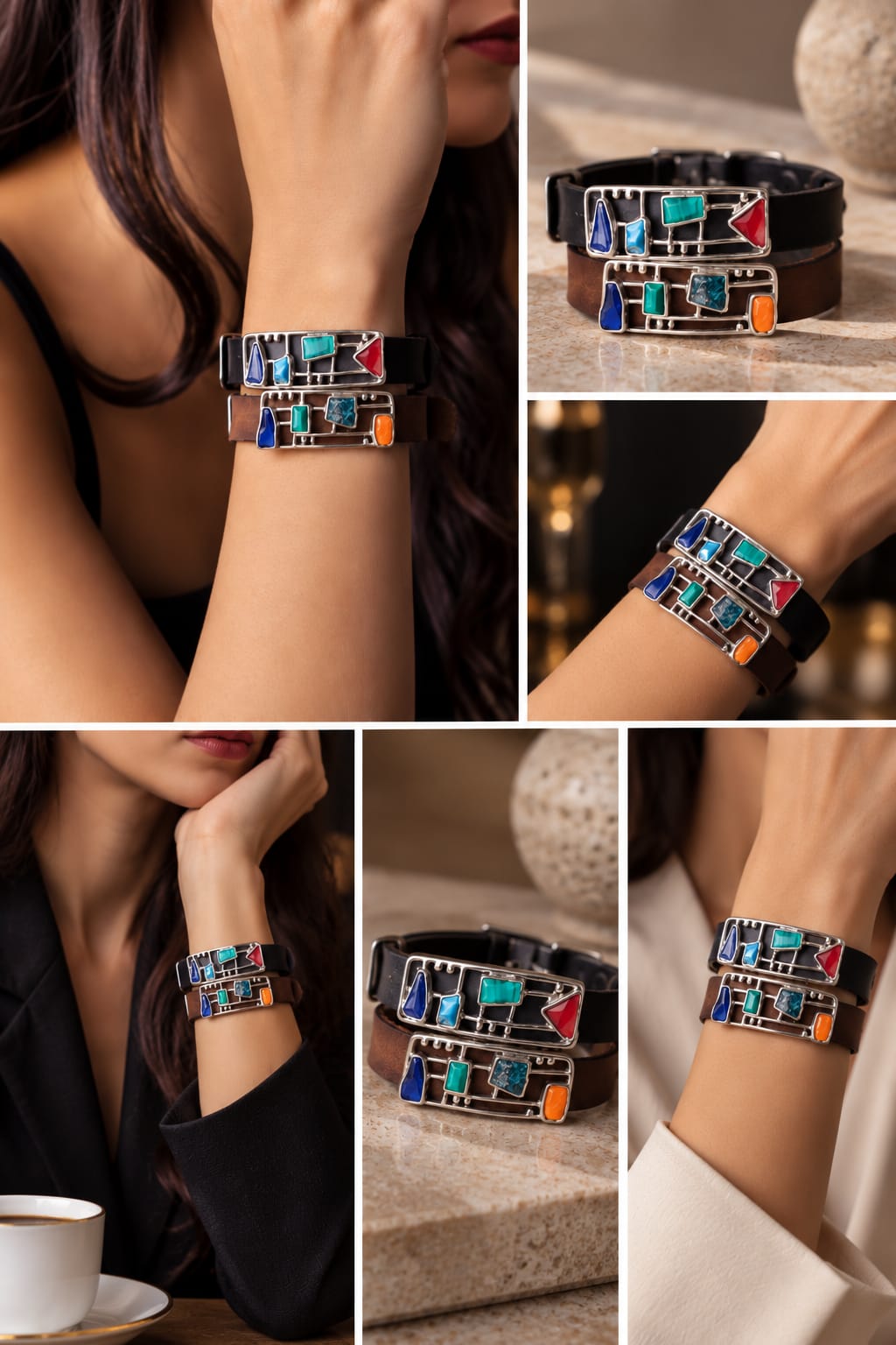 Nomad Mosaic Leather Bracelet