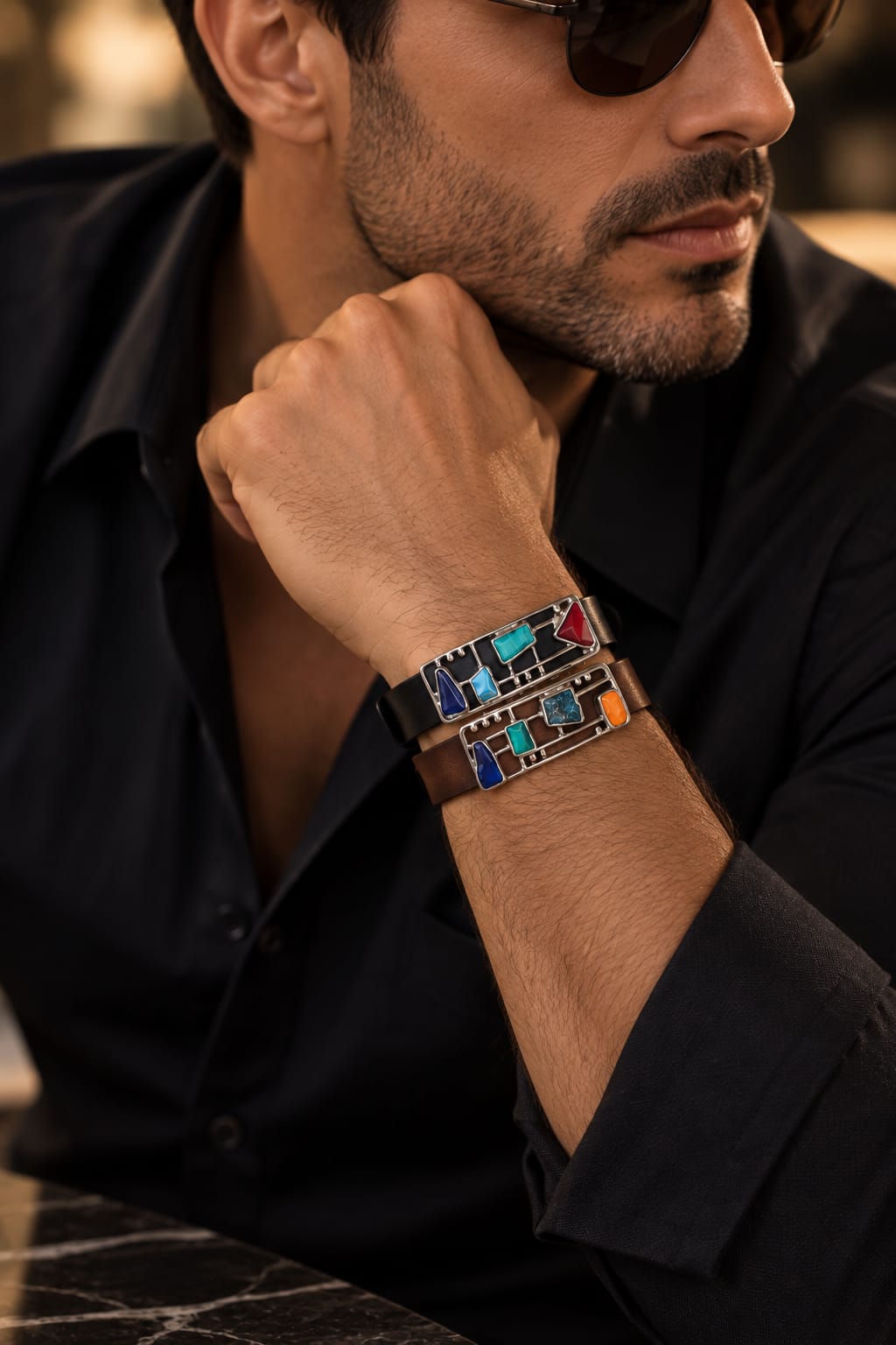 Nomad Mosaic Leather Bracelet