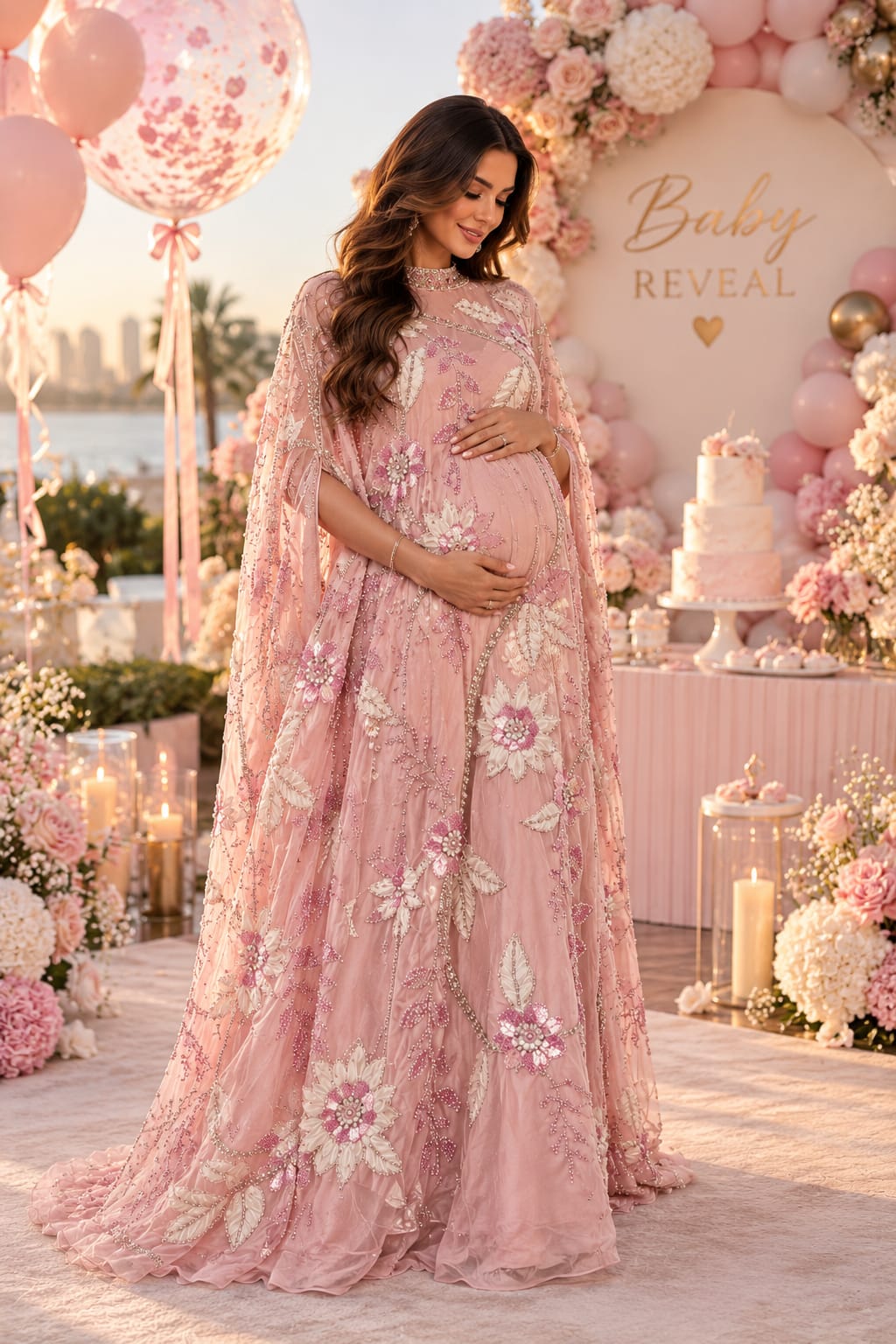 Blush Bloom Embellished Chiffon Kaftan