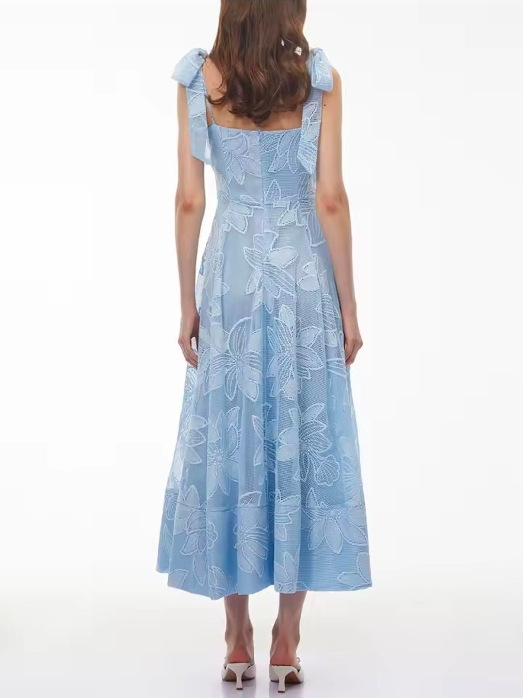 Sky Blossom Lace Midi Dress