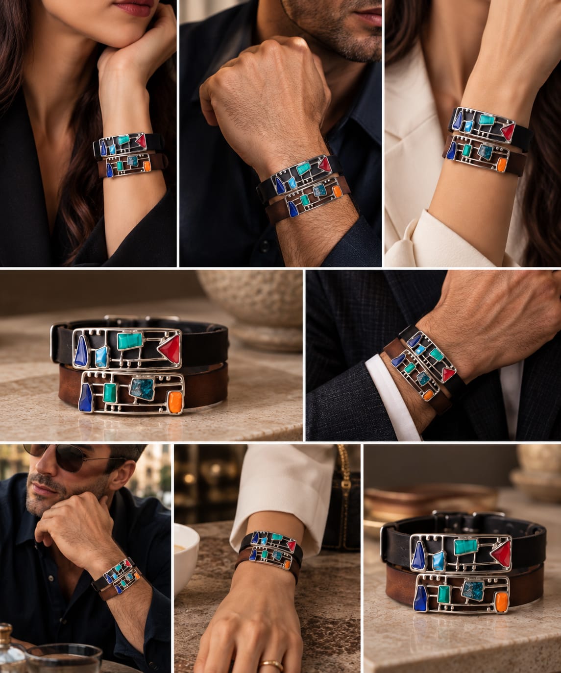 Nomad Mosaic Leather Bracelet