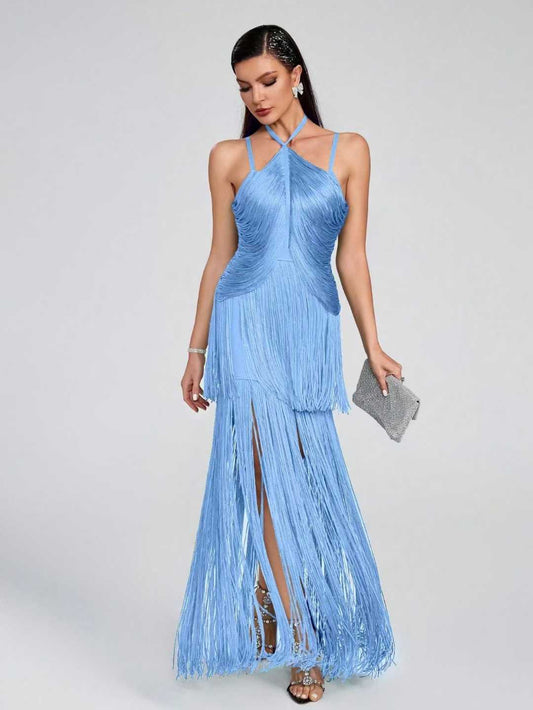 Halterneck dress with Fringe