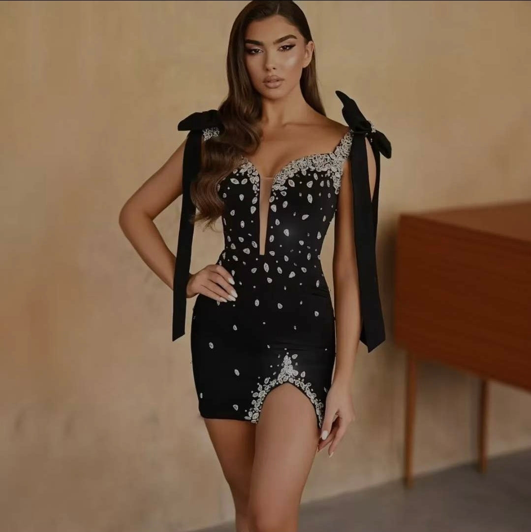 fitted party dress known for its sophisticated design and glamorous details