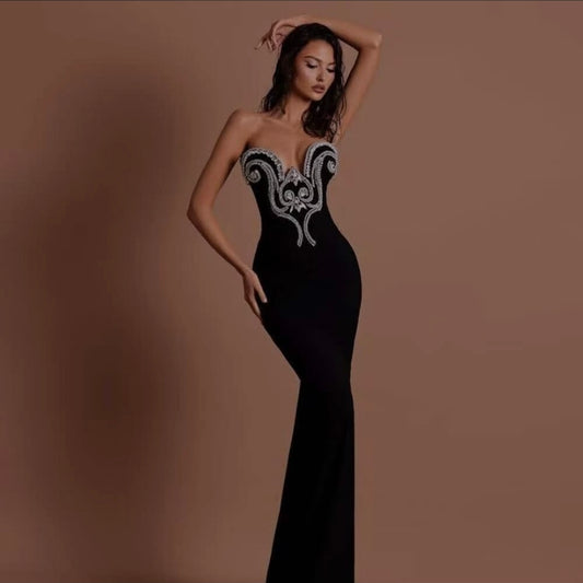 Strapless rhinestone dress