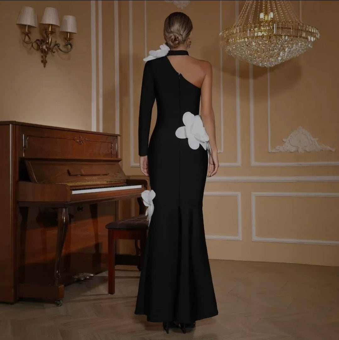 OFF SHOULDER SPANISH 3D FLORAL DRESS