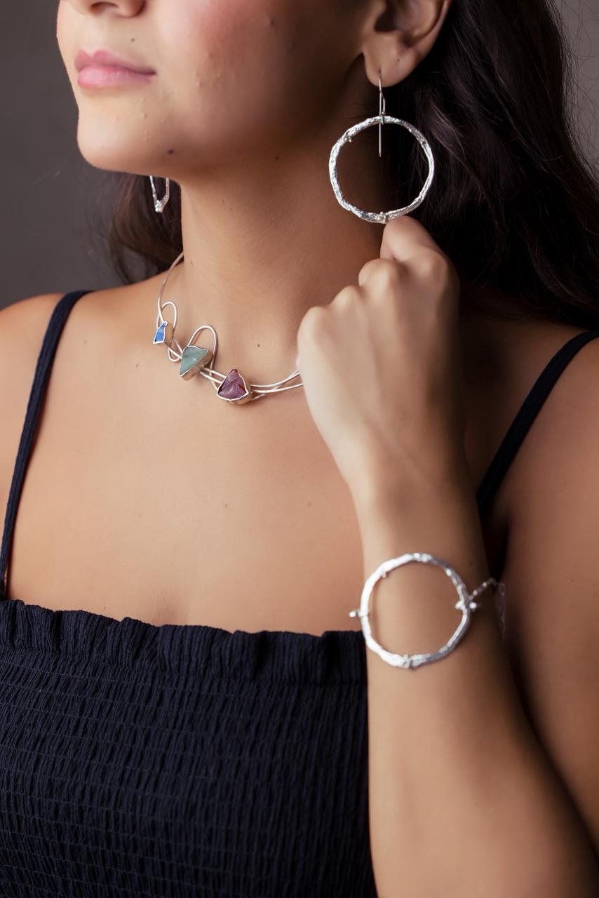 Hammered Silver Circle Hoops