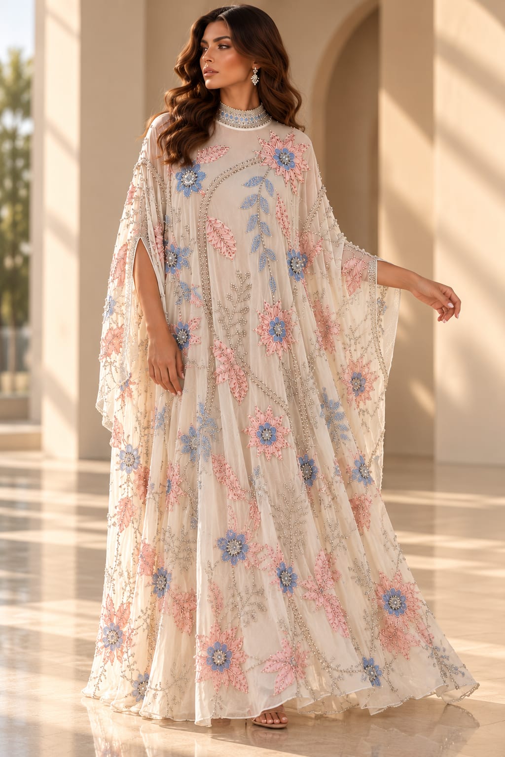Celestial Blossom Embellished Couture Kaftan