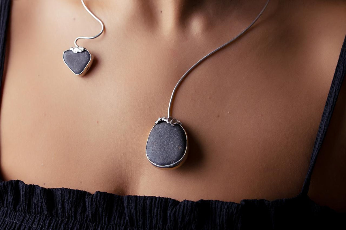 Pure Silver Organic Stone Duo Necklace