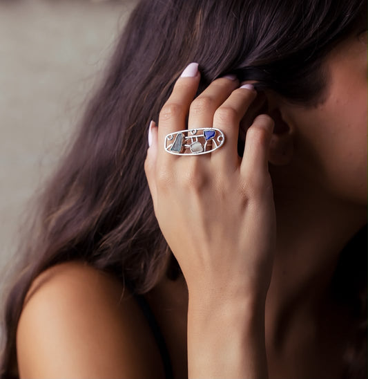 Azure Mosaic Statement Ring