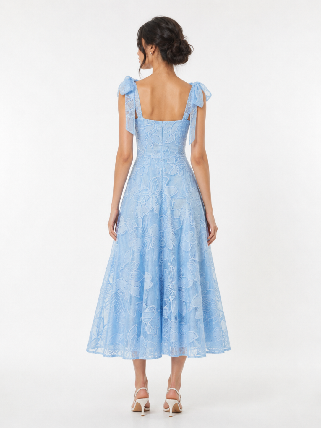 Sky Blossom Lace Midi Dress